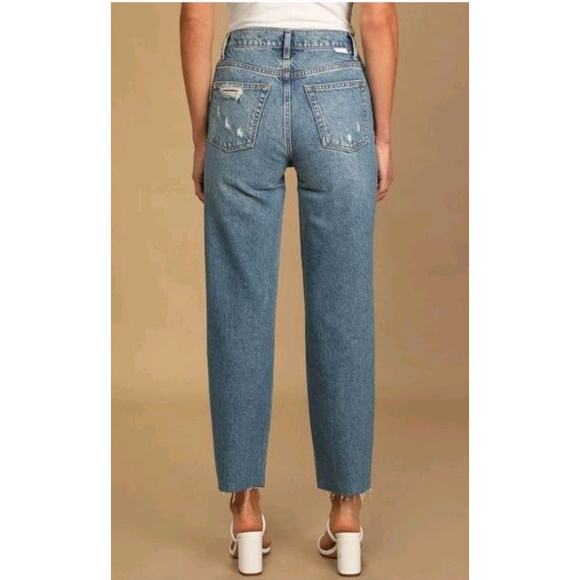 Revolve Boyish Tommy High-Rise Straight Distressed Jeans Button Fly 27 Raw Hem - Picture 3 of 9